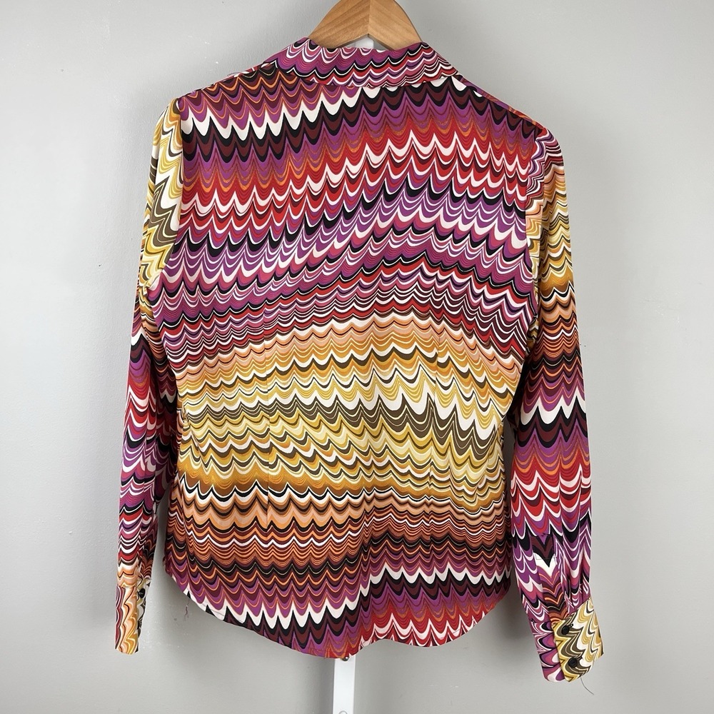 Sunny Leigh Top Shirt Womens L Multicolor Psychedelic Print Y2K Festival - Picture 5 of 6
